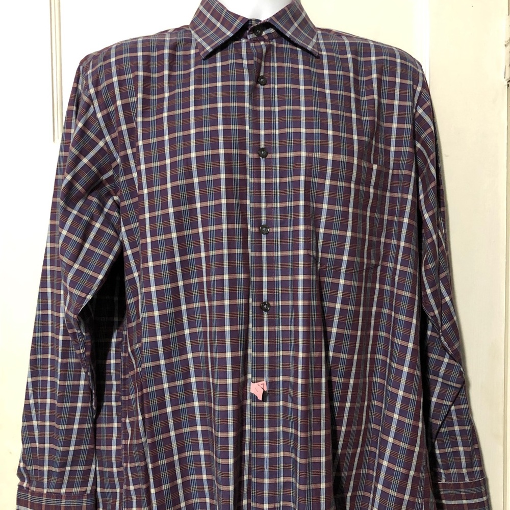 Bugatchi Uomo Button Spread Collar Plaid Shirt - image 2